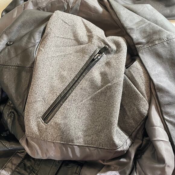 Vintage KENNETH COLE Mens Genuine Leather Coat Jacket Black Large Classic Grunge - Picture 7 of 12